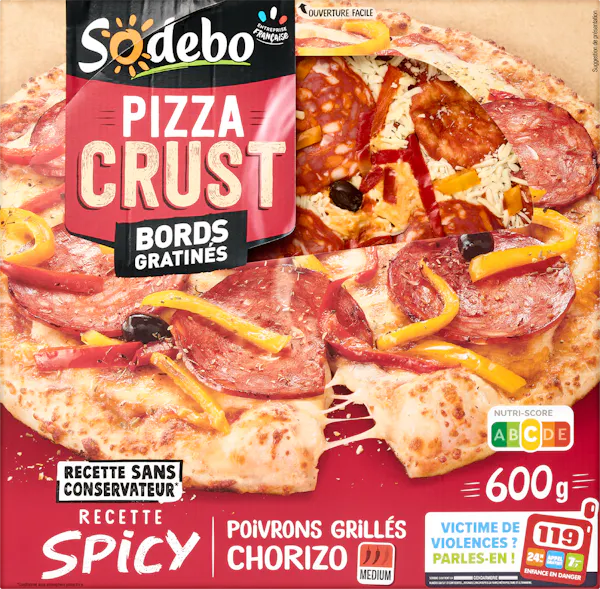 Sodebo Pizza Crust Chorizo e peperoni grigliati 600g