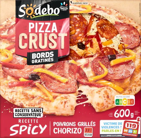 Sodebo Pizza Crust Chorizo e peperoni grigliati 600g