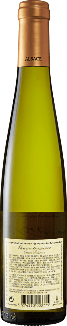 | Flaschen Cuvée AOC cl Gewürztraminer 37.5 à Denner 12 - Weinshop Réserve d\'Alsace