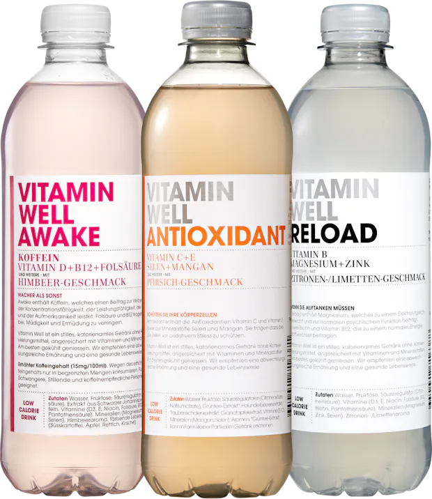 3 pour 2 4.50 au lieu de 6.75 sur tous les Vitamin Well en bouteille individuelle*