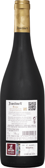 Faustino V Reserva DOCa Rioja (Face arrière)
