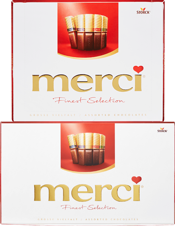 20% à partir de 2 pièces Tous les chocolats Merci Storck en emballage individuel*