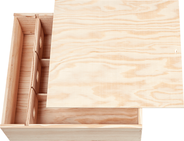 Caisse en bois 3 bouteilles avec couvercle coulissant 1