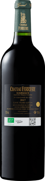 Château Ferrière 3e Grand Cru Classé Margaux AOC bio (Face arrière)