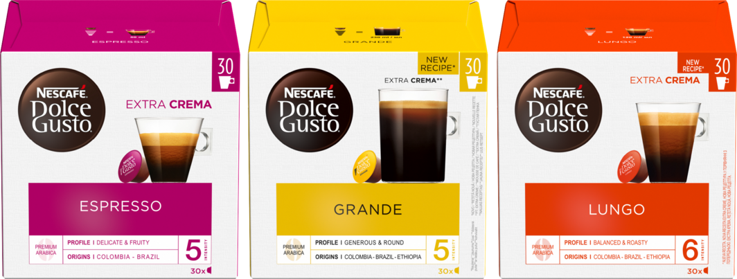 Toutes les capsules de café
Nescafé® Dolce Gusto®
en emballage individuel