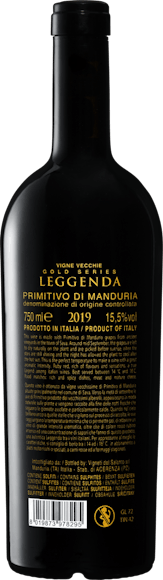 Leggenda Primitivo di Manduria DOC Limited Release (Rückseite)