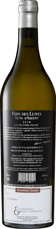 Clos des Lunes Lune d'Argent Grand Vin Blanc Sec Bordeaux AOC