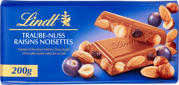 Lindt Tavoletta di cioccolato uvetta-nocciola 