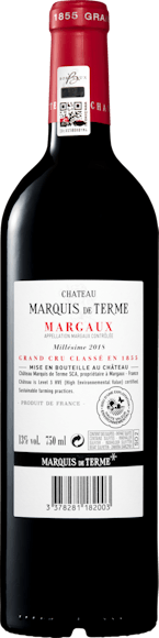 Château Marquis de Terme 4e Grand Cru Classé Margaux AOC
 (Face arrière)