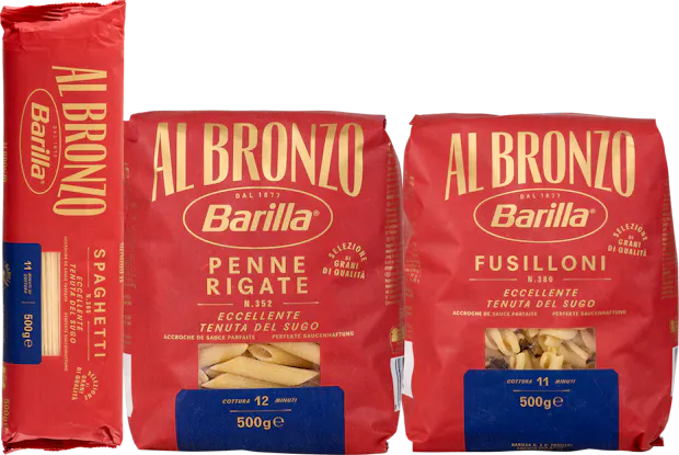 50% a partir de 2 pièces sut tous les pâtes Barilla al bronzo en emballage individuel*