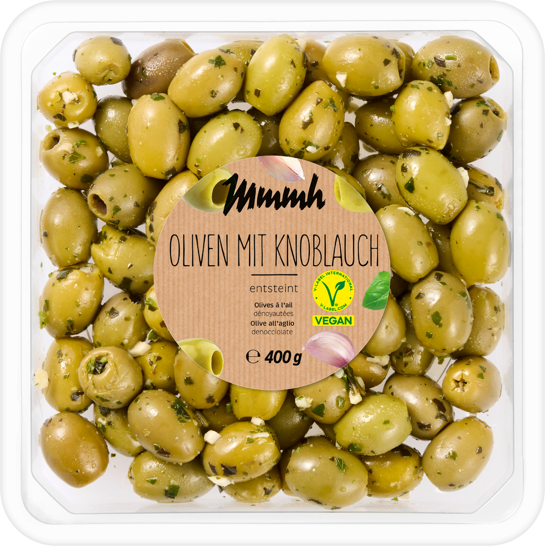 Mmmh Grüne Oliven mit Knoblauch