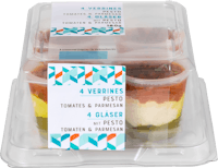 Aperitivo nel bicchiere Pesto, Pomodoro & Parmigiano