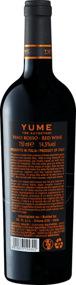 Yume Tre Autoctoni Vino Rosso d'Italia (Face arrière)