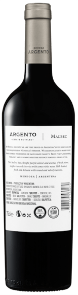 Argento Estate Bottled Malbec (Face arrière)