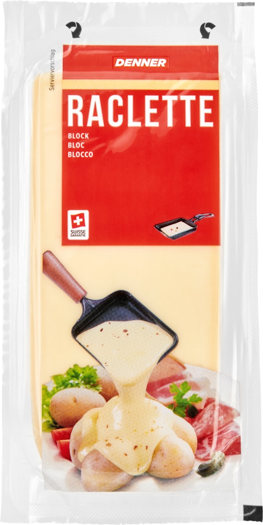 Formaggio raclette Denner - Latte formaggio uova - Azioni da