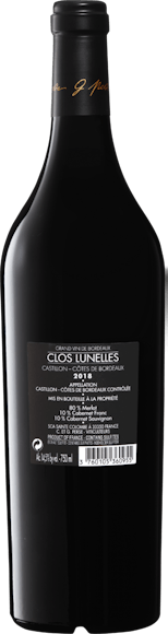 Clos Lunelles Castillon Côtes de Bordeaux AOC
 (Face arrière)