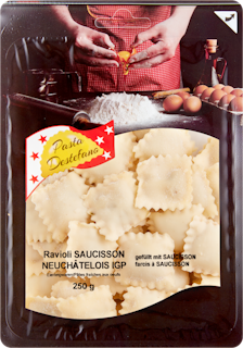 Ravioli au saucisson neuchâtelois IGP Pasta Destefano