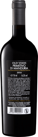 Luccarelli Old Vines Primitivo di Manduria DOP (Rückseite)