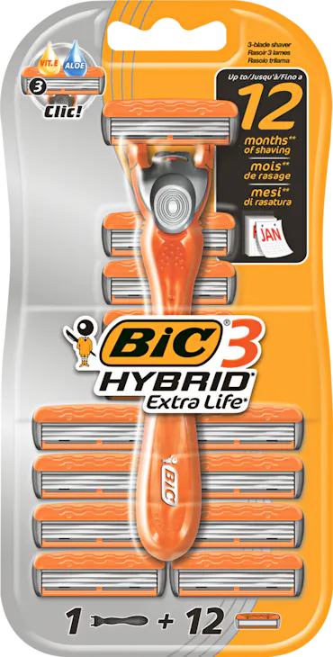 Rasoir à 3 lames pour hommes Hybrid Extra Life BIC