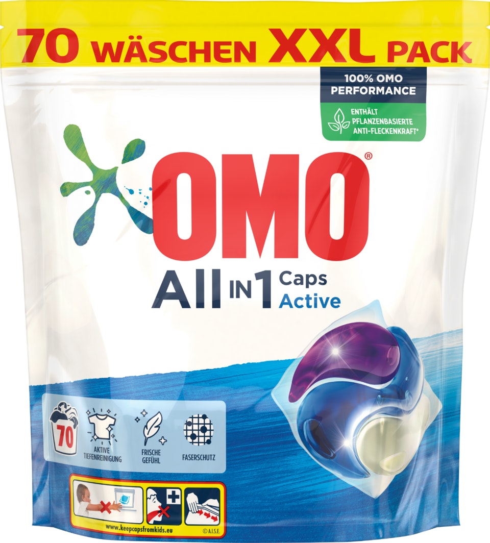 Omo Waschmittel All In 1 Caps Active - Waschen Haushalt