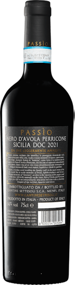 Passìo Nero d'Avola/Perricone Sicilia DOC da uve leggermente appassite Arrière
