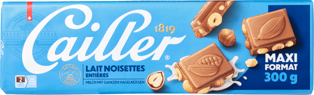 Cailler Tafelschokolade Milch mit ganzen Haselnüssen