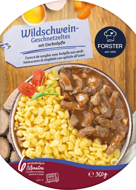 Spezzatino di cinghiale con spätzle all’uovo Forster