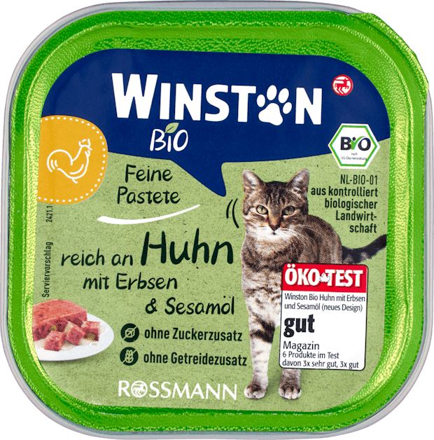 Winston Bio Katzenfutter Huhn mit Erbsen und Sesamöl