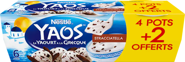 Nestlé Yogourt grec à la stracciatella Yaos 6x125g