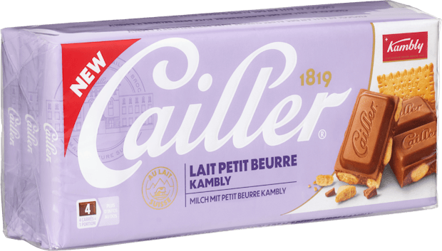 Tablette de chocolat Lait des Alpes Cailler avec Petit Beurre Kambly