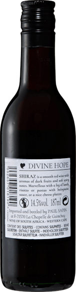 Divine Hope Shiraz Western Cape  (Rückseite)