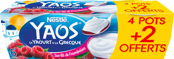 Nestlé Yogourt grec à la framboise Yaos 6x125g