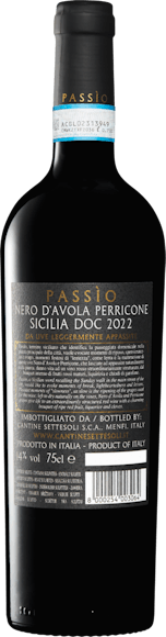 Passìo Nero d'Avola/Perricone Sicilia DOC da uve leggermente appassite (Retro)
