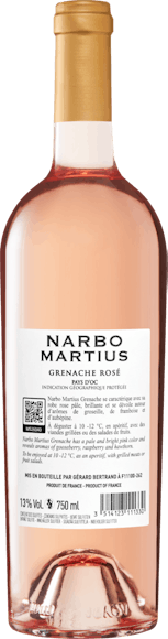 Gérard Bertrand Narbo Martius Grenache Rosé Coteaux de Narbonne IGP (Face arrière)