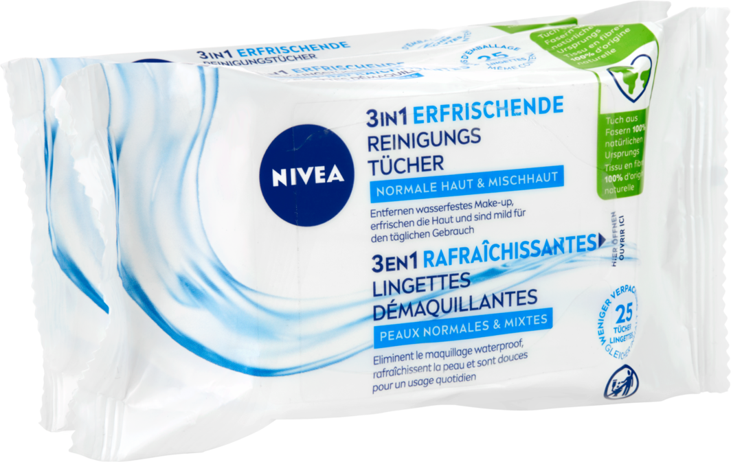 Nivea 3 in 1 erfrischende Reinigungstücher