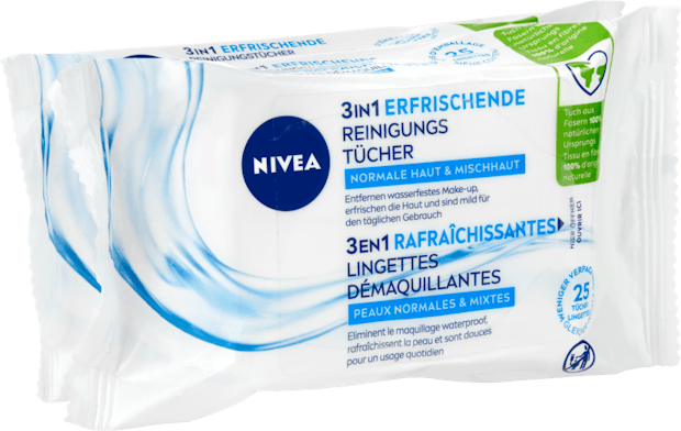 Nivea 3 in 1 erfrischende Reinigungstücher