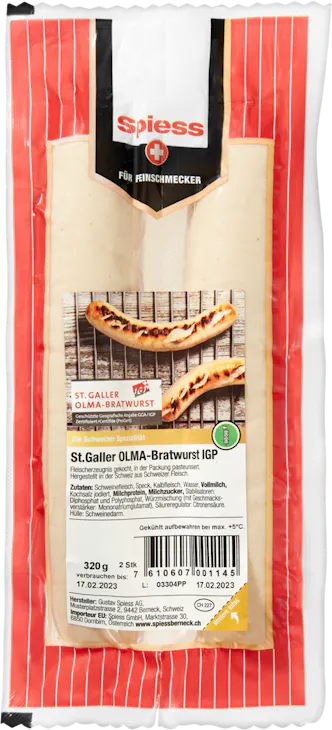 Bratwurst di San Gallo OLMA IGP Spiess