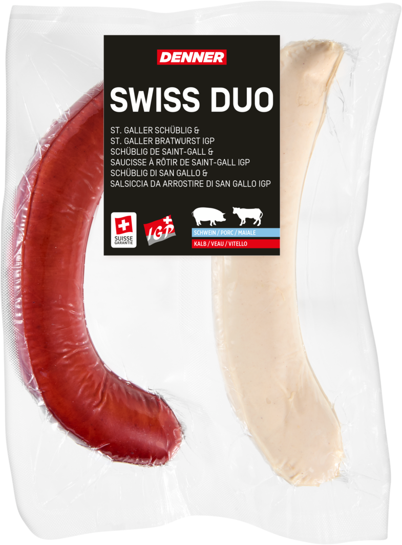 Denner Swiss Duo St.Galler Schüblig & St. Galler Bratwurst IGP