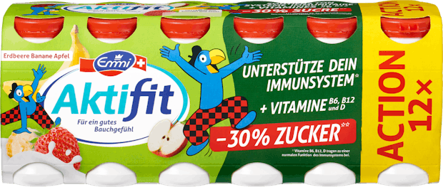 Yogourt à boire Aktifit Fraise-Pomme-Banane Emmi