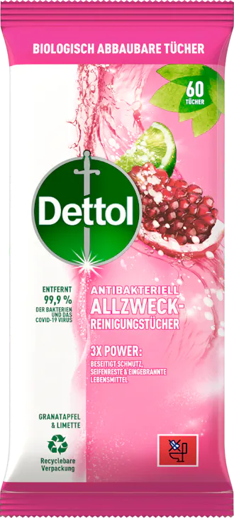 Dettol antibakterielle Allzweckreinigungstücher Granatapfel