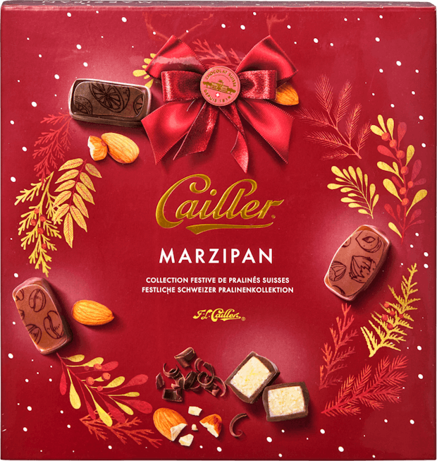 Collezione festiva di praline svizzere Marzapane Cailler