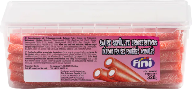Fini saure gefüllte Erdbeersticks