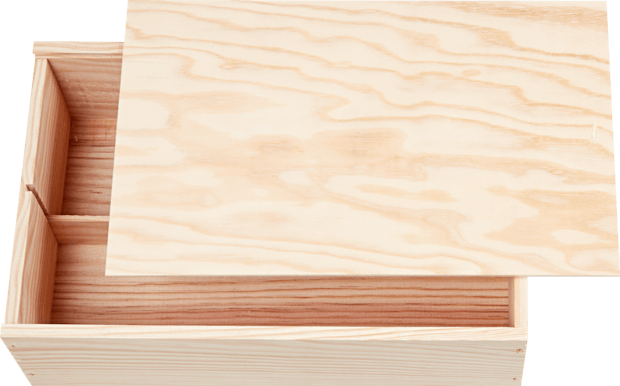 Cassetta di legno per 2 bottiglie con coperchio scorrevole 1