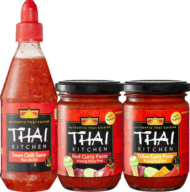 20% à partir de 2 pièces sur tous les currys et saucesThai Kitchen en emballage individuel*