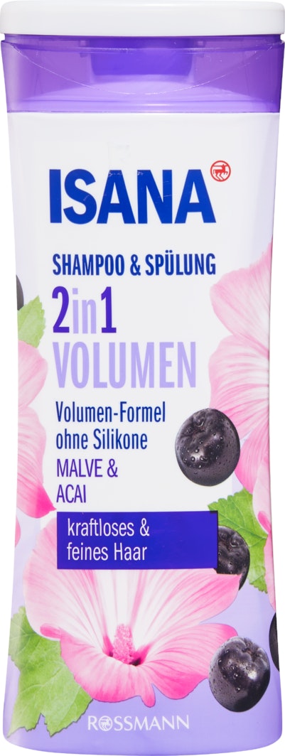 Isana Shampoo Spulung 2 In 1 Volumen Malve Acai Pflege