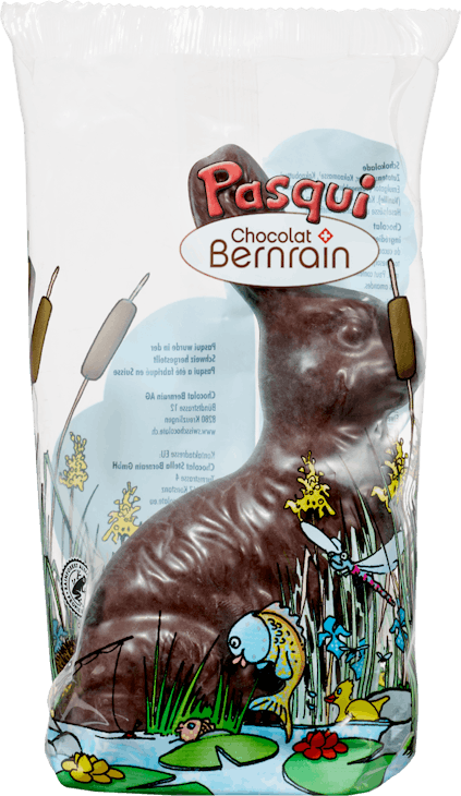 Coniglietto seduto Pasqui Fondente Chocolat Bernrain