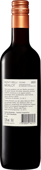 Monti Belli Merlot del Ticino DOC (Face arrière)