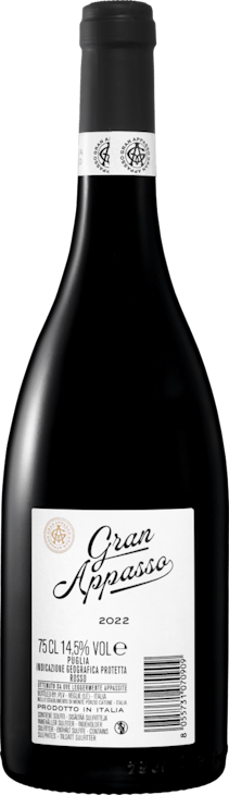 Gran Appasso Rosso ottenuto da uve leggermente appassite Puglia IGP