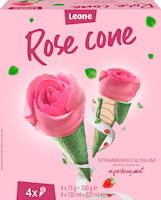 Cornet en forme de rose Fraise & Crème Leone