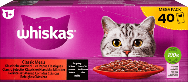 Whiskas Katzenfutter 1+ Klassische Auswahl in Sauce